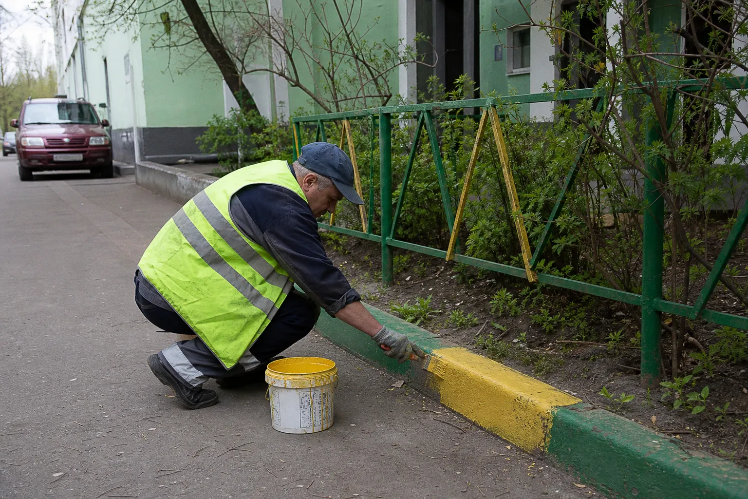 Бордюры во дворе: как заставить управляющую компанию выполнить покраску